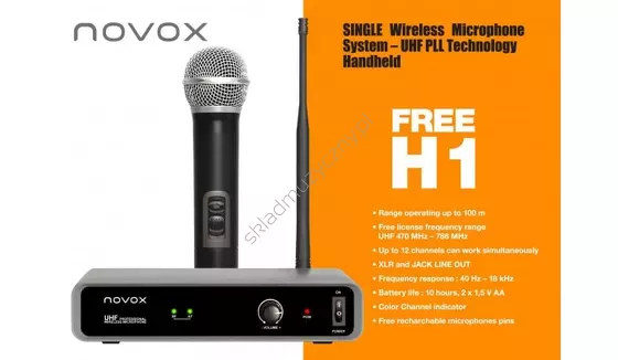 Novox Free H1 ][ Zestaw bezprzewodowy z mikrofonem do ręki