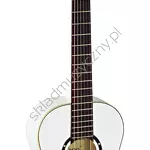 Gitara klasyczna 1/2 Ortega R121-1/2WH biała front w pionie.