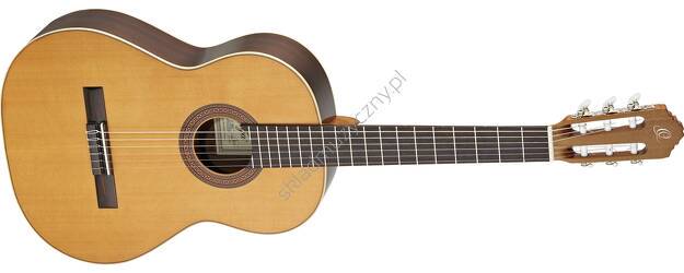 Gitara klasyczna Ortega R190G hiszpańska lity cedr i caoba połysk przód.