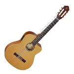 Gitara elektro-klasyczna Ortega RCE131SN wąski gryf top lity cedr front.