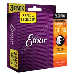 Elixir 16546 Nanoweb 3-Pack ][ Struny do gitary akustycznej 13-56