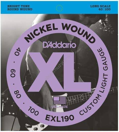 D'Addario EXL190 || Struny do 4-strunowej gitary basowej 40-100
