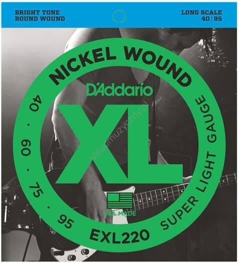 D'Addario EXL220 || Struny do 4-strunowej gitary basowej 40-95
