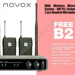 Novox Free B2 || Zestaw bezprzewodowy z dwoma mikrofonami na głowę