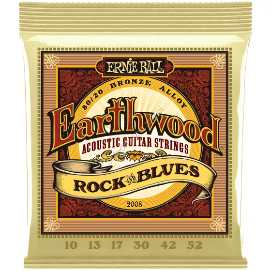 Ernie Ball 2008 Earthwood 80/20 Bronze Alloy Rock&Blues ][ Struny do gitary akustycznej 10-52