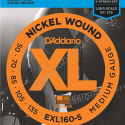 D'Addario EXL160-5 | Struny do 5-strunowej gitary basowej 50-135