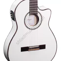 Ortega RCE145WH ][ Gitara elektro-klasyczna 4/4 z wąskim gryfem i korpusem