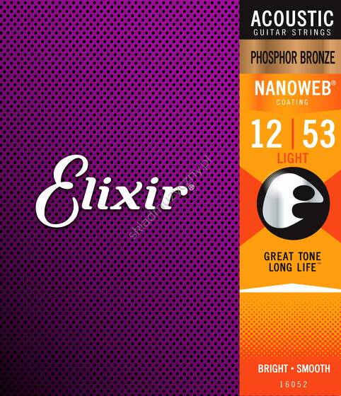 Elixir 16052 Phosphor Bronze Nanoweb || Struny do gitary akustycznej 12-53