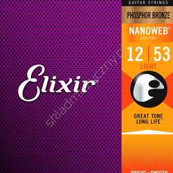 Elixir 16052 Phosphor Bronze Nanoweb | Struny do gitary akustycznej 12-53