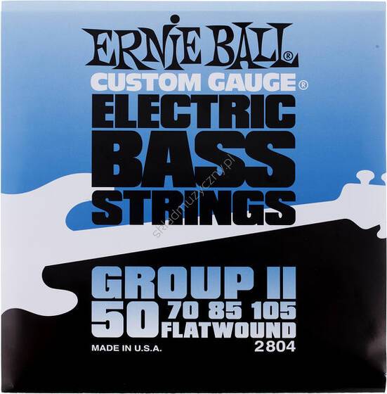 Ernie Ball 2804 Custom Electric Bass Flatwound || Struny szlifowane do 4-strunowej gitary basowej 50-105