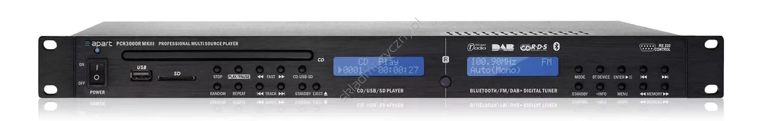 Biamp PCR3000MKII ][ Uniwersalny odtwarzacz FM/DAB/DVD/CD/USB/SD