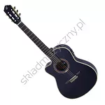 Gitara elektro-klasyczna leworęczna Ortega RCE138-T4BK-L czarna thinline front.