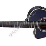 Gitara elektro-klasyczna leworęczna Ortega RCE138-T4BK-L czarna thinline przód.