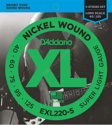 D'Addario EXL220-5 ][ Struny do 5-strunowej gitary basowej 40-125