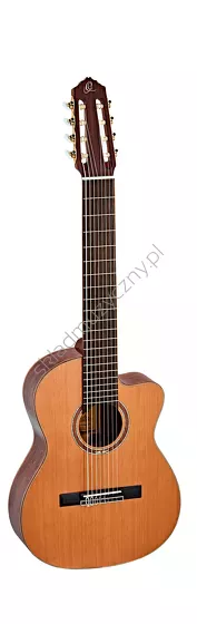 Gitara elektro-klasyczna 8-strunowa Ortega RCE159-8 front w pionie.