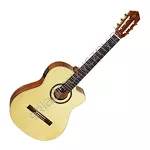 Gitara elektro-klasyczna Ortega RCE138SN top lity świerk wąski gryf front.