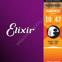 Elixir 16002 Phosphor Bronze Nanoweb || Struny do gitary akustycznej 10-47