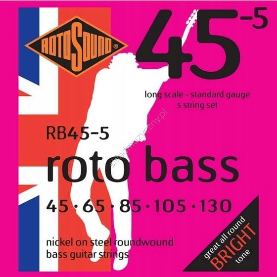 Rotosound RB45-5 Roto Bass || Struny do 5-strunowej gitary basowej 45-130