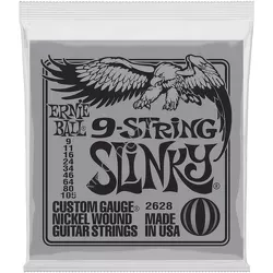 Ernie Ball 2628 Slinky 9-string ][ Struny do 9-strunowej gitary elektrycznej 9-105