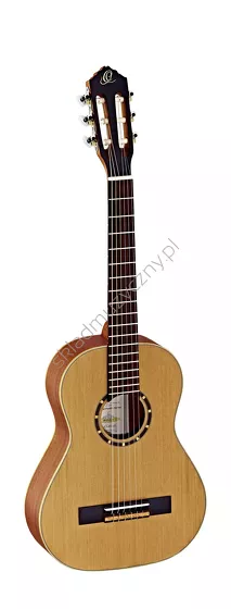 Gitara klasyczna 1/2 Ortega R122-1/2 cedr front w pionie.