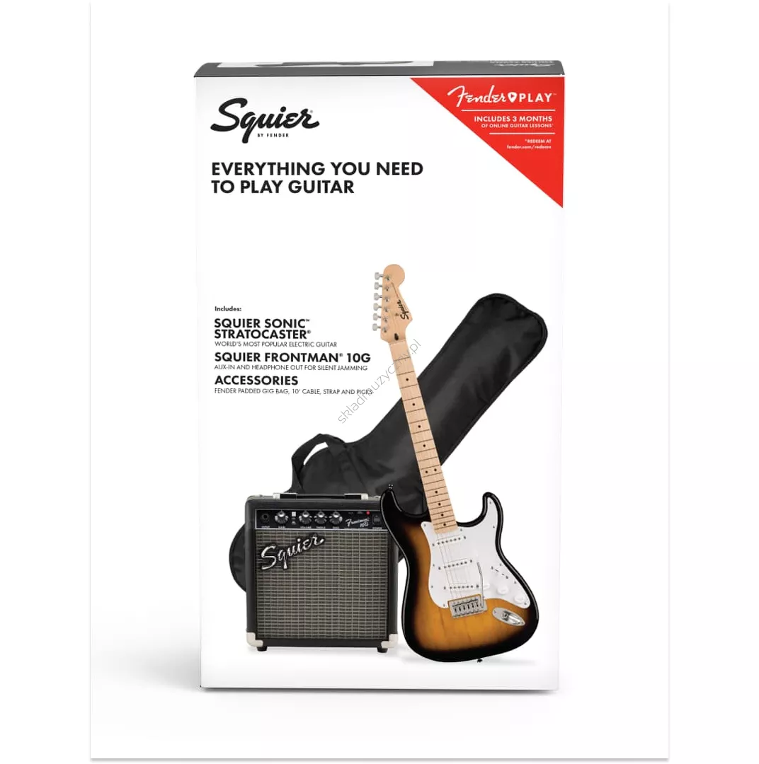 Squier Sonic Stratocaster Pack MN 2TS Gig Bag 10G ][ Zestaw gitarowy ze wzmacniaczem i akcesoriami