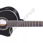 Gitara elektro-klasyczna Ortega RCE141BK czarna top lity świerk przód.