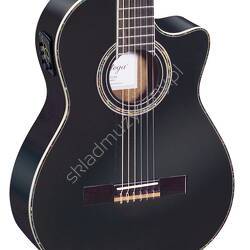 Ortega RCE141BK Czarna Top lity świerk || Gitara elektro-klasyczna