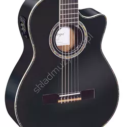 Ortega RCE141BK Czarna Top lity świerk ][ Gitara elektro-klasyczna