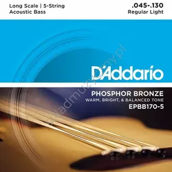 D'Addario EPBB170-5 ][ Struny do 5-strunowej akustycznej gitary basowej 45-130