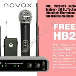 Novox Free HB2 ][ Zestaw bezprzewodowy z mikrofonem na głowę i do ręki