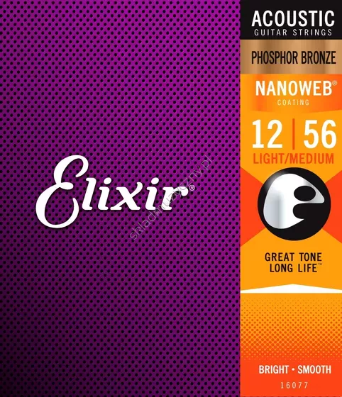 Elixir 16077 Phosphor Bronze Nanoweb ][ Struny do gitary akustycznej 12-56
