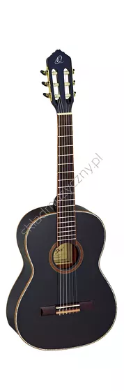 Gitara klasyczna 7/8 Ortega R221BK-7/8 czarna front w pionie.