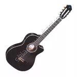Gitara Ortega RCE145BK czarna top lity świerk thinline front.