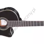 Gitara Ortega RCE145BK czarna top lity świerk thinline przód.