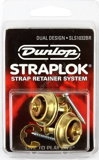 Dunlop SLS1032BR Straplok Brass Finish | Zaczepy do paska mosiądz