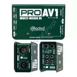 Radial ProAV1 ][ Pasywny Direct Box do AV pełniący funkcję miksera stereo/mono z wejściami RCA 35 mm i XLR
